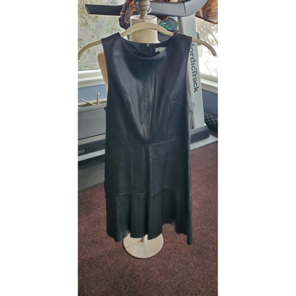 She‎ & Sky Vegan Faux Black Leather Fit And Flare Dress Size Small NEW